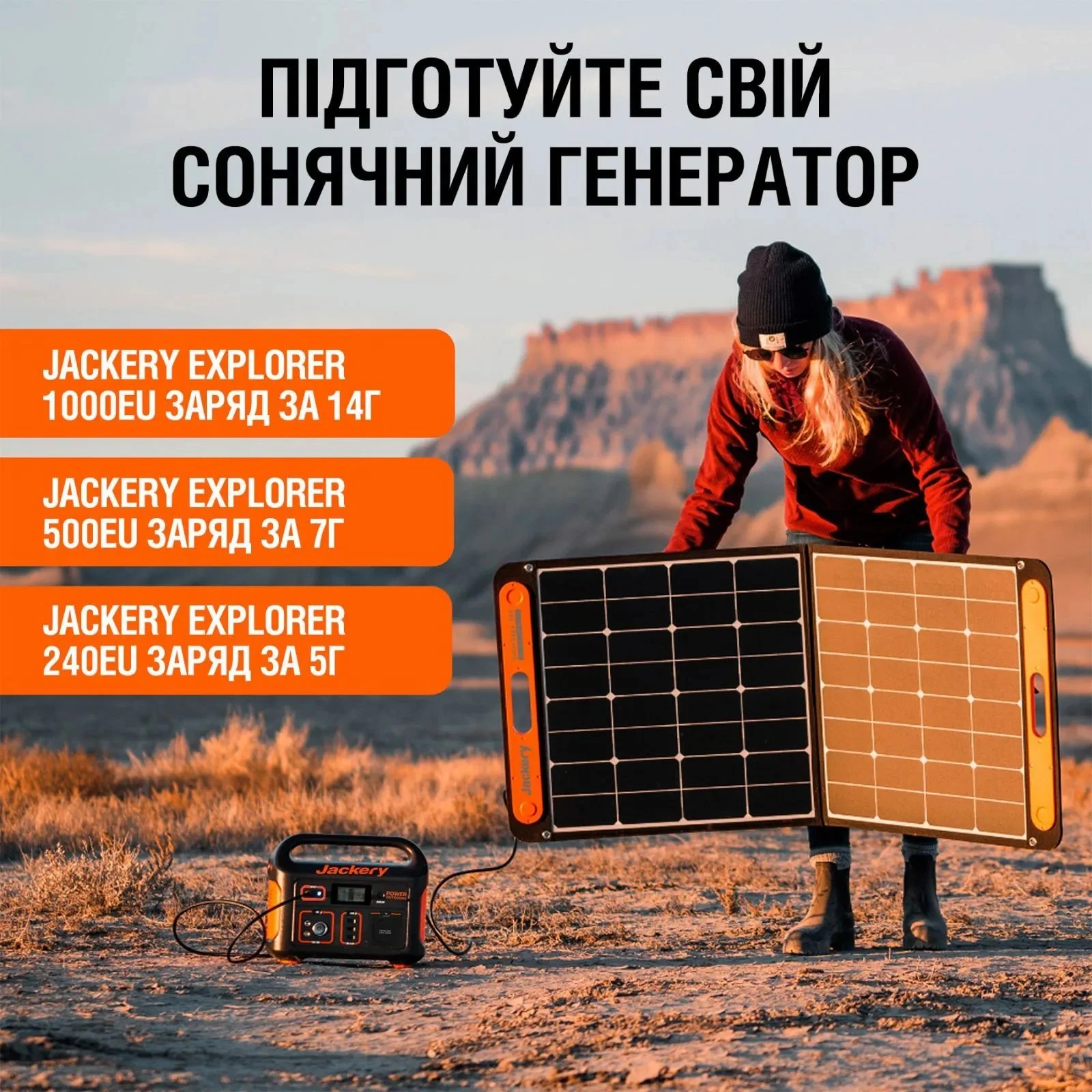 Портативная солнечная панель Jackery SOLARSAGA 100W (21-0002-000059) (UA)