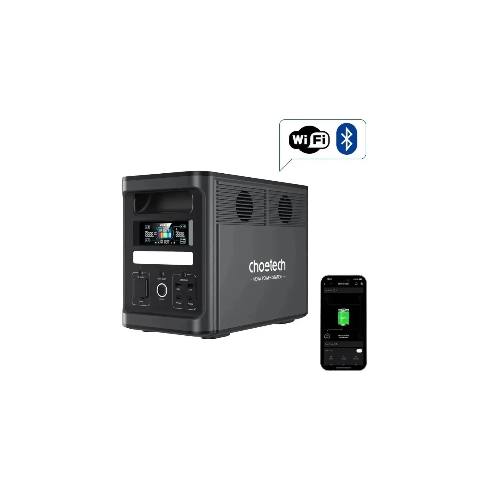 Зарядна станція Choetech 1800W 1536Wh (BS065-BQB) (UA)