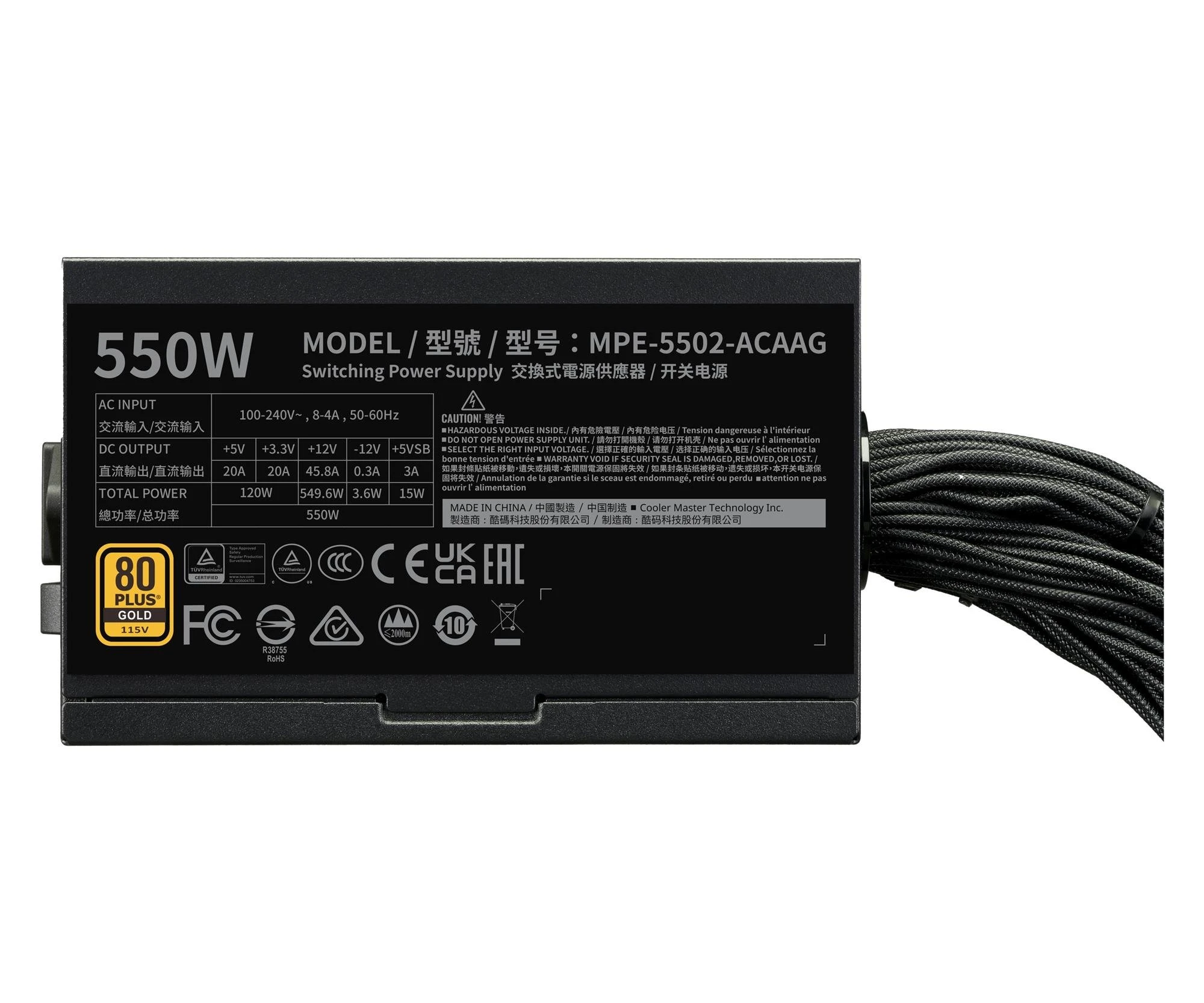 Cooler Master MWE GOLD 550V3 ATX 3.1 Non Modular (MPE-5502-ACAAG-3BEU) EU