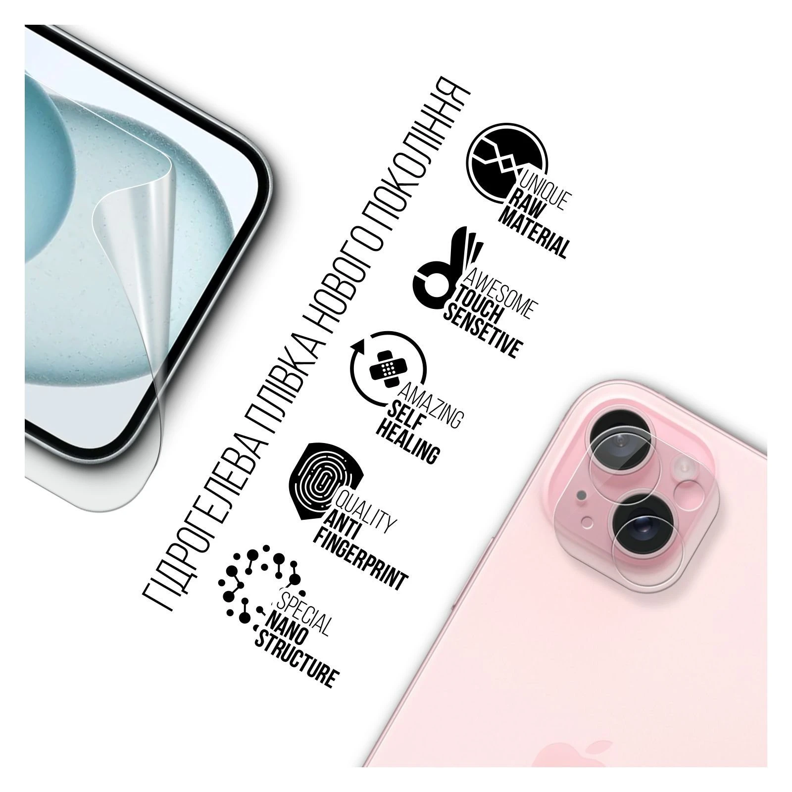 Плівка захисна Armorstandart Kit Clear screen + camera Apple iPhone 15 Plus (ARM80712) (UA)