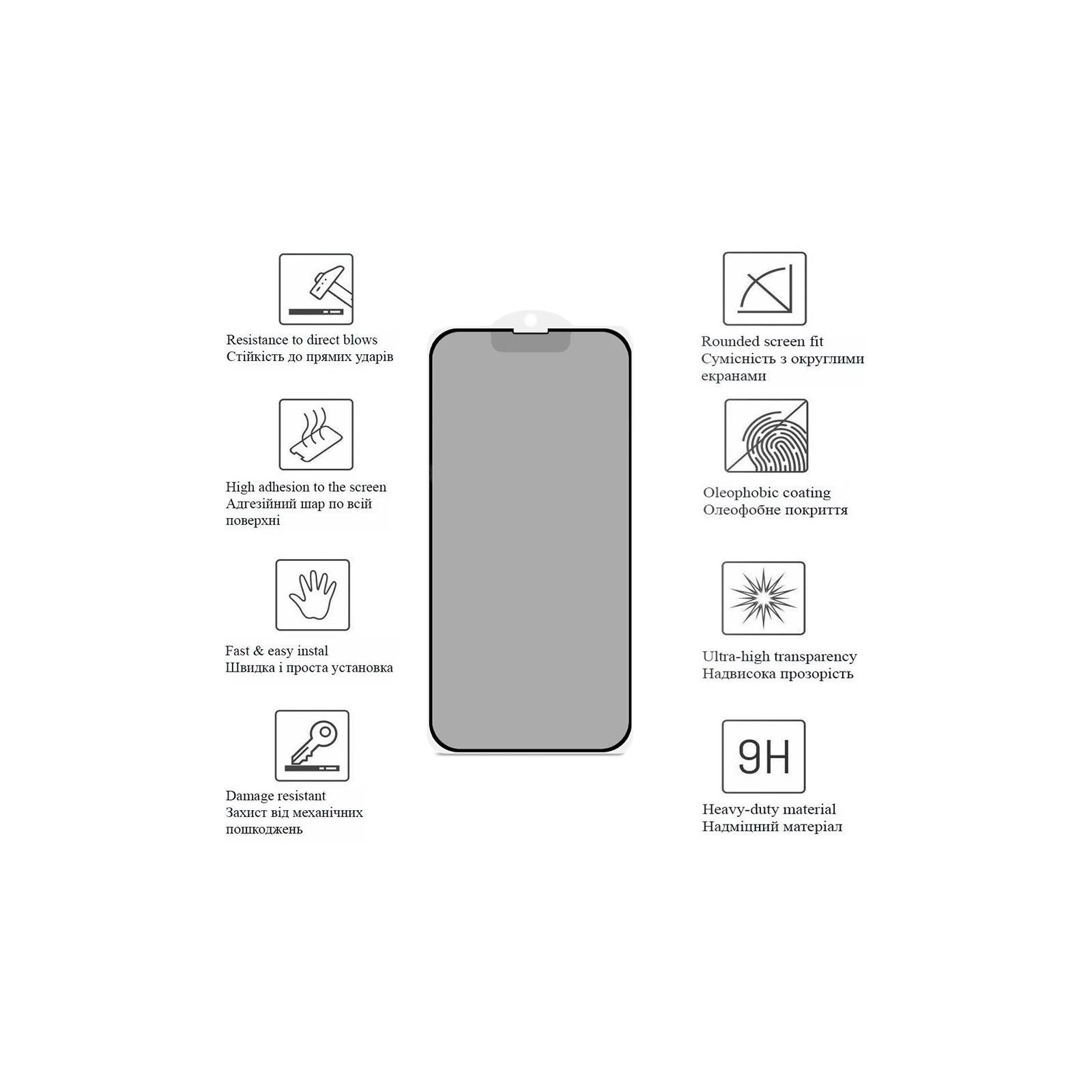 Захисне скло Drobak Apple iPhone 17e Matte Ceramics Anty Spy (151520) (UA)