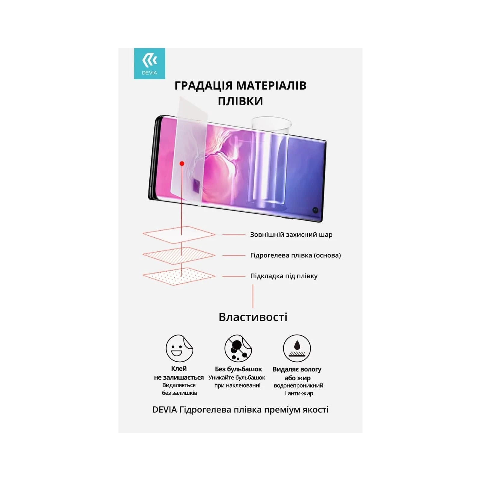 Плівка захисна Devia hydrogel Apple iPhone 16 Pro Max (DV-SM-16PMU) (UA)