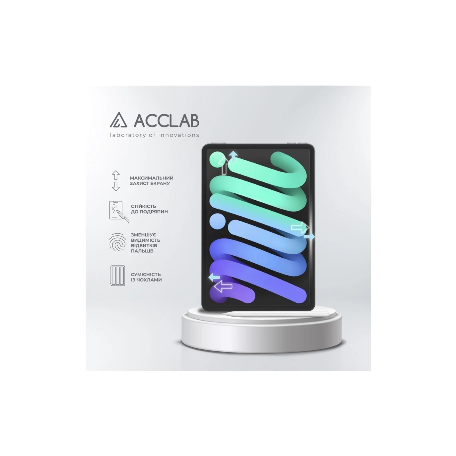 Захисне скло ACCLAB Full Glue Apple iPad mini 6 (1283126575143) (UA)