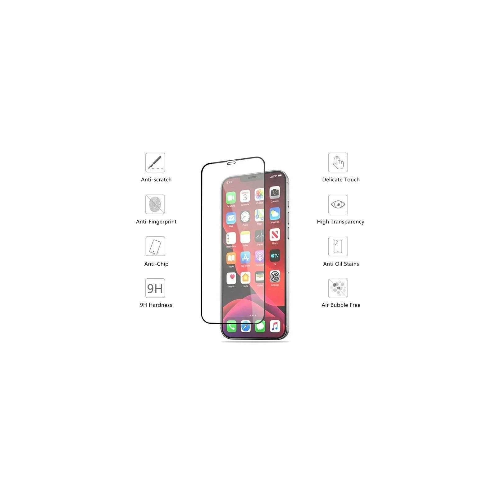 Захисне скло Drobak Apple iPhone 12 (Black) (222292) (222292) (UA)
