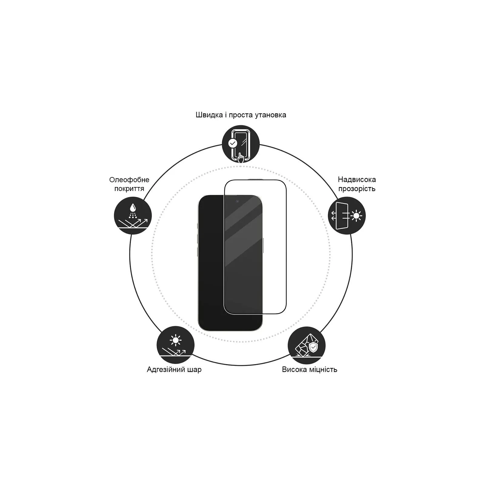 Захисне скло Drobak Apple iPhone 16e Black (383877) (UA)