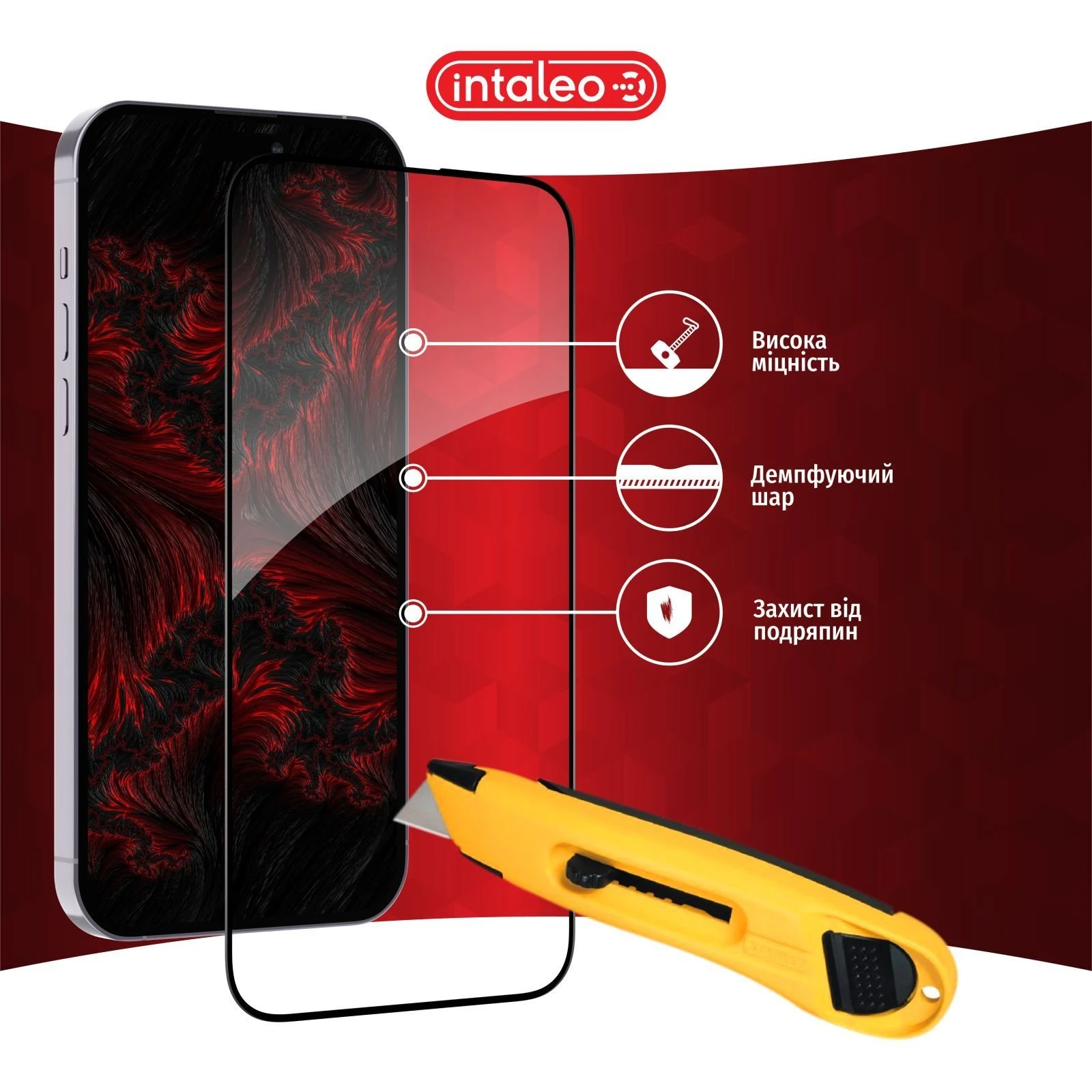 Захисне скло Intaleo Full Glue ESD Apple iPhone 14 Pro Black (1283126542138) (UA)