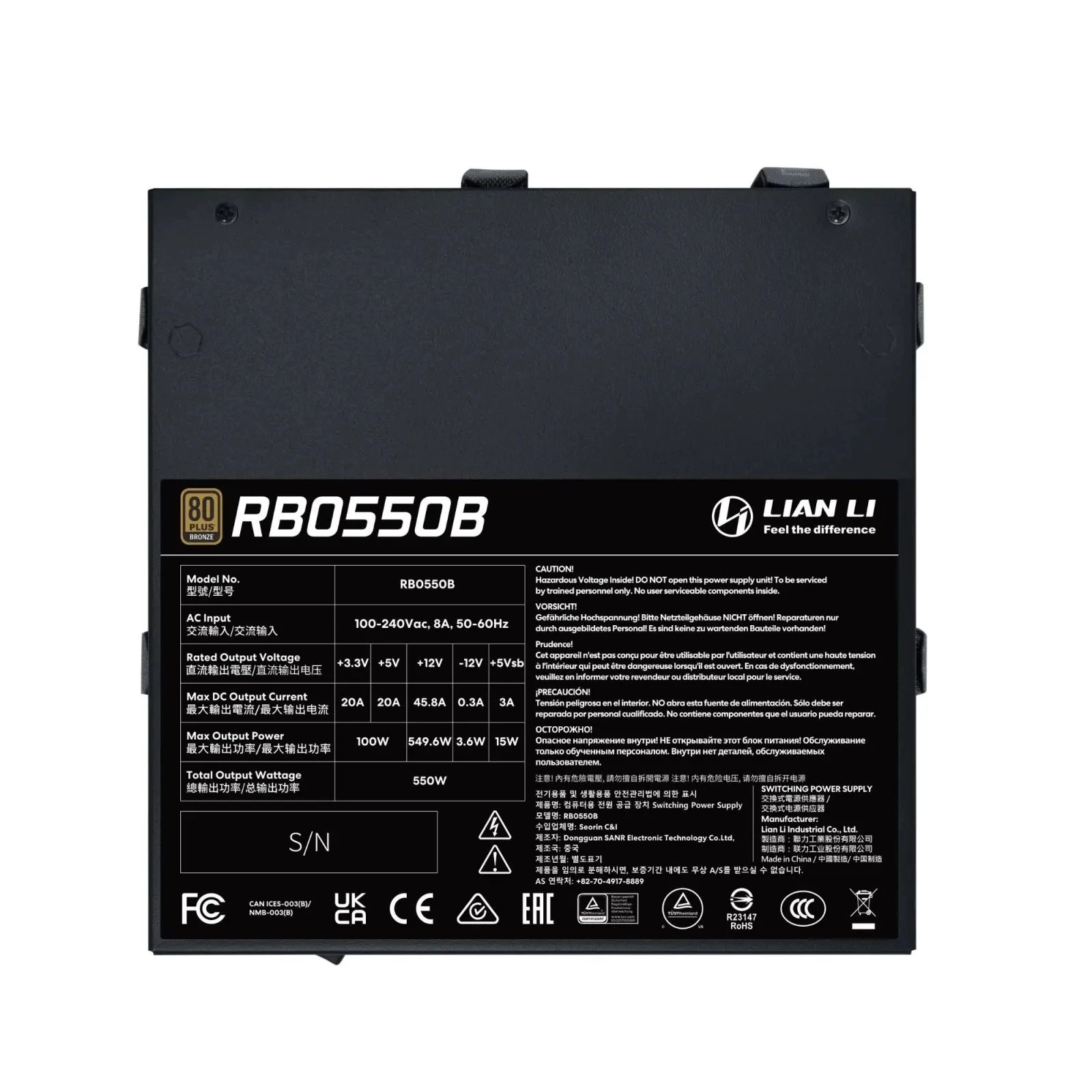 Lian Li 550W (G9P.RB0550B.B000.EU) (UA) Тип БП: для комп'ютерів; Стандарт