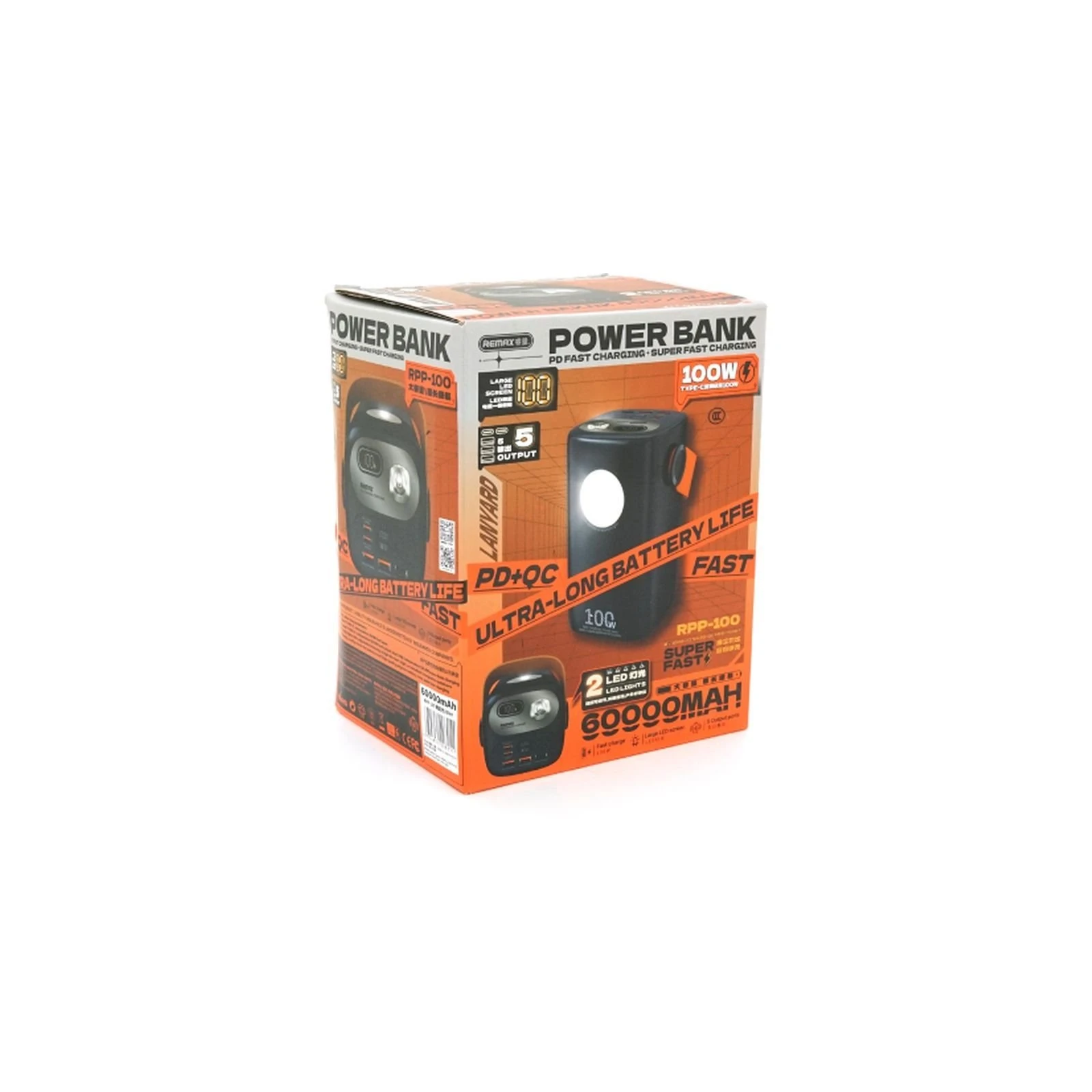 Remax 60000mAh, PD/100W, QC/22.5W, Blue (RPP-100) (UA) Ємність: 60000 mAh; Призначення: для