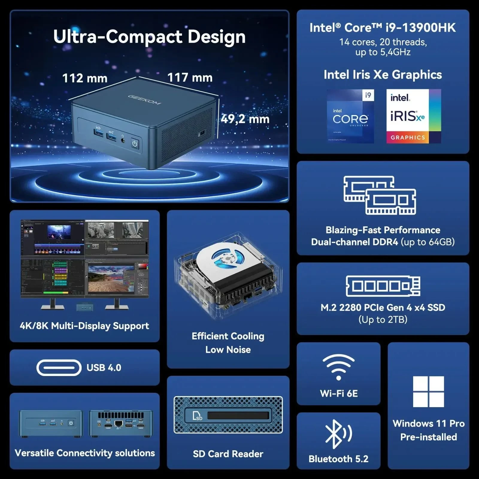 Geekom IT13 2026 Edition Mini PC / i9-13900HK, 16, 1TB, WIN11Pro (GMIT13I913900HK-161-EU) (UA)