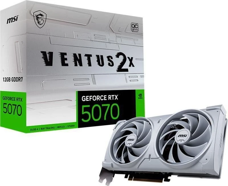 MSI GeForce RTX 5070 12G VENTUS 2X OC WHITE (912-V532-004, G5070-12V2CW) Тип: Відеокарта; Виробник GPU: NVIDIA;