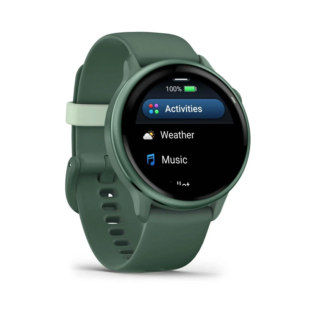 Смарт-годинники Garmin Vivoactive 6 Metallic Jasper Green з силіконовим ремінцем Jasper Green (010-02985-42) (UA) Діагональ екрана: 1.2; Роздільна