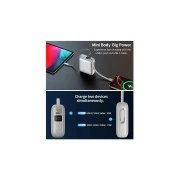 Choetech 10000mAh, 35W. PD/3.0, LED Display, buid-in type-C cabel, Silver (B832-SL) (UA)