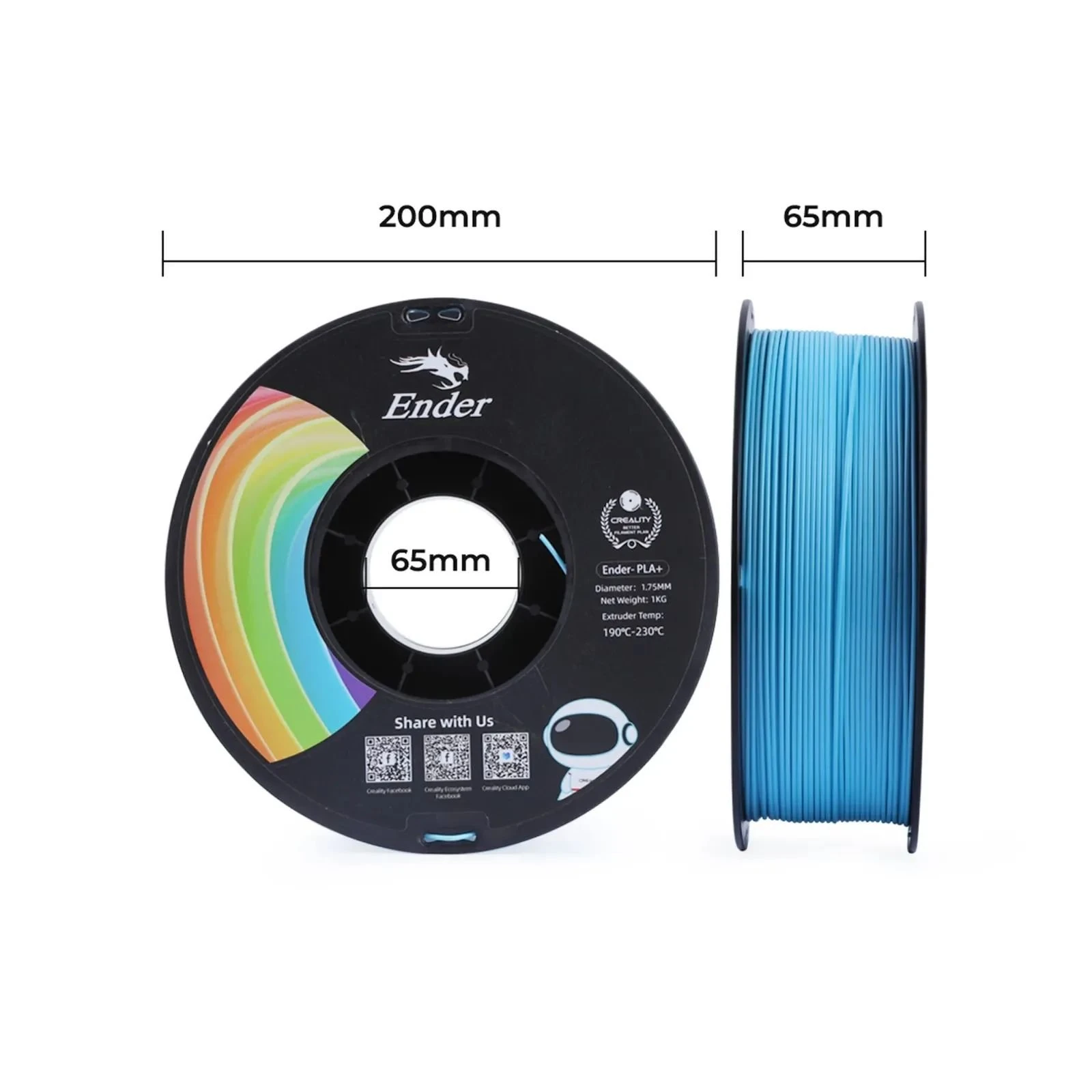 Пластик для 3D-принтера Creality PLA+ 1кг, 1.75мм, blue (3301010310) (UA) Тип пластику: PLA+; Діаметр: 1.75 мм;
