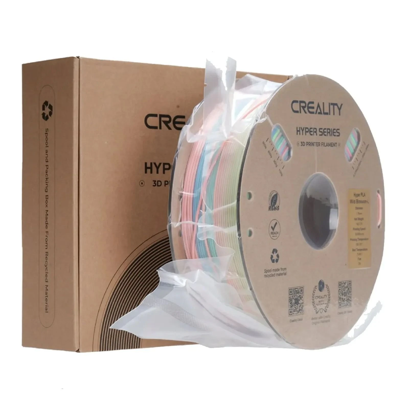 Пластик для 3D-принтера Creality PLA Hyper 1кг, 1.75мм, rainbow long, wild flower (3301010426) (UA) Тип пластику: PLA; Діаметр: 1.75 мм;