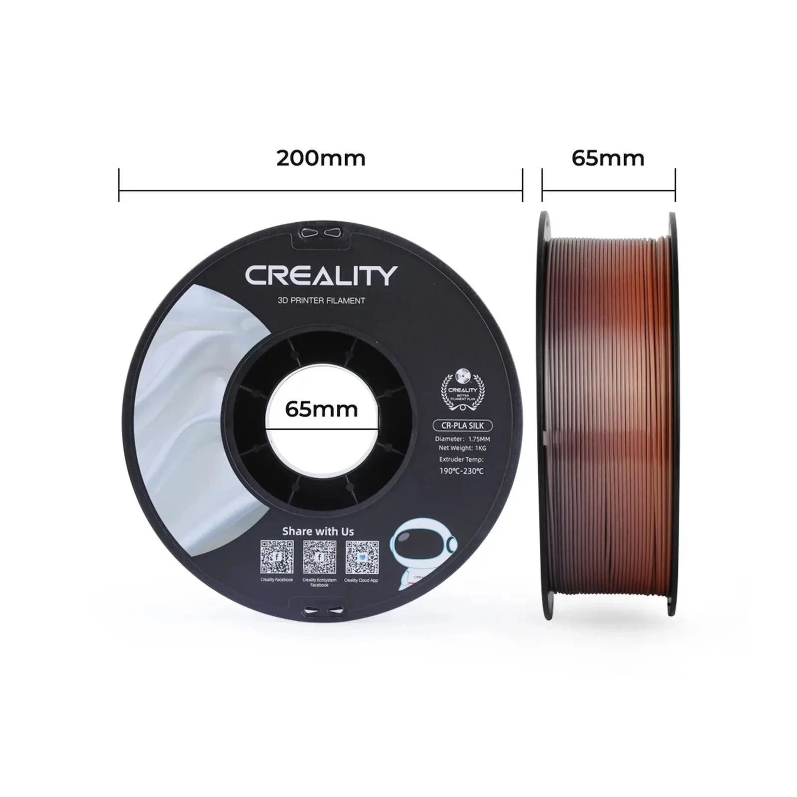 Пластик для 3D-принтера Creality PLA silky shine 1кг, 1.75мм, rainbow (3301120003) (UA) Тип пластику: PLA; Діаметр: 1.75 мм;
