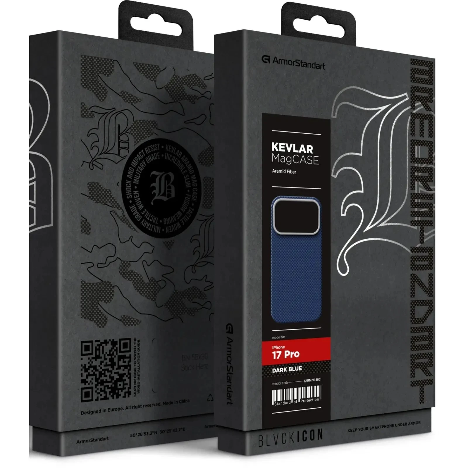 Чехол для мобильного телефона Armorstandart BlackIcon Kevlar MagCase Apple iPhone 17 Pro Dark Blue (ARM91400) (UA)
