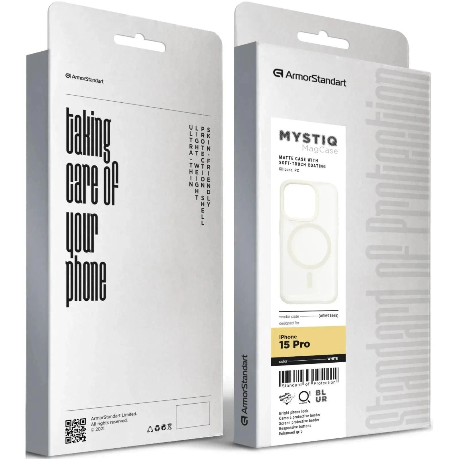 Чехол для мобильного телефона Armorstandart Mystiq MagCase Apple iPhone 15 Pro White (ARM91565) (UA)