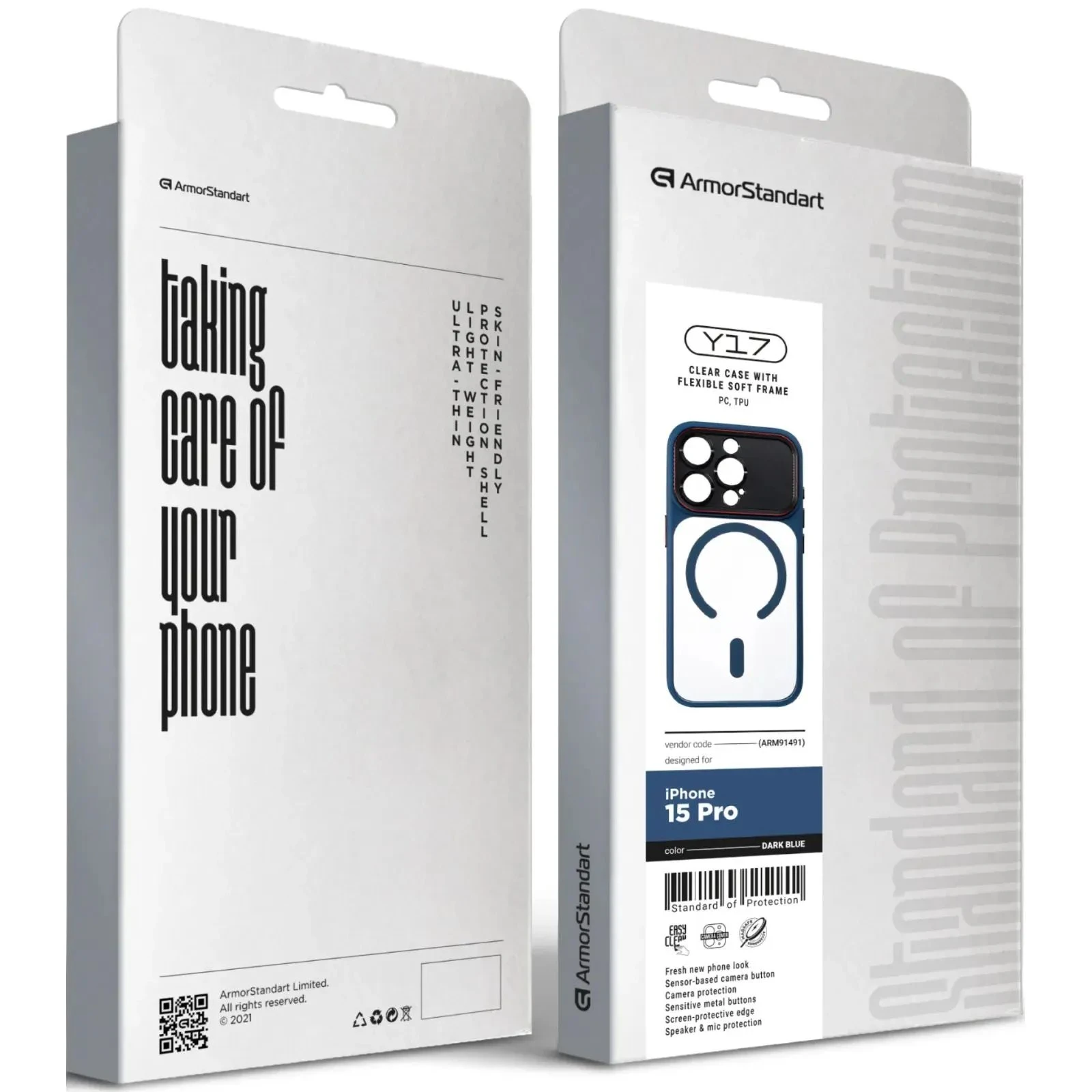 Чехол для мобильного телефона Armorstandart Y17 MagCase Apple iPhone 15 Pro Dark Blue (ARM91491) (UA)