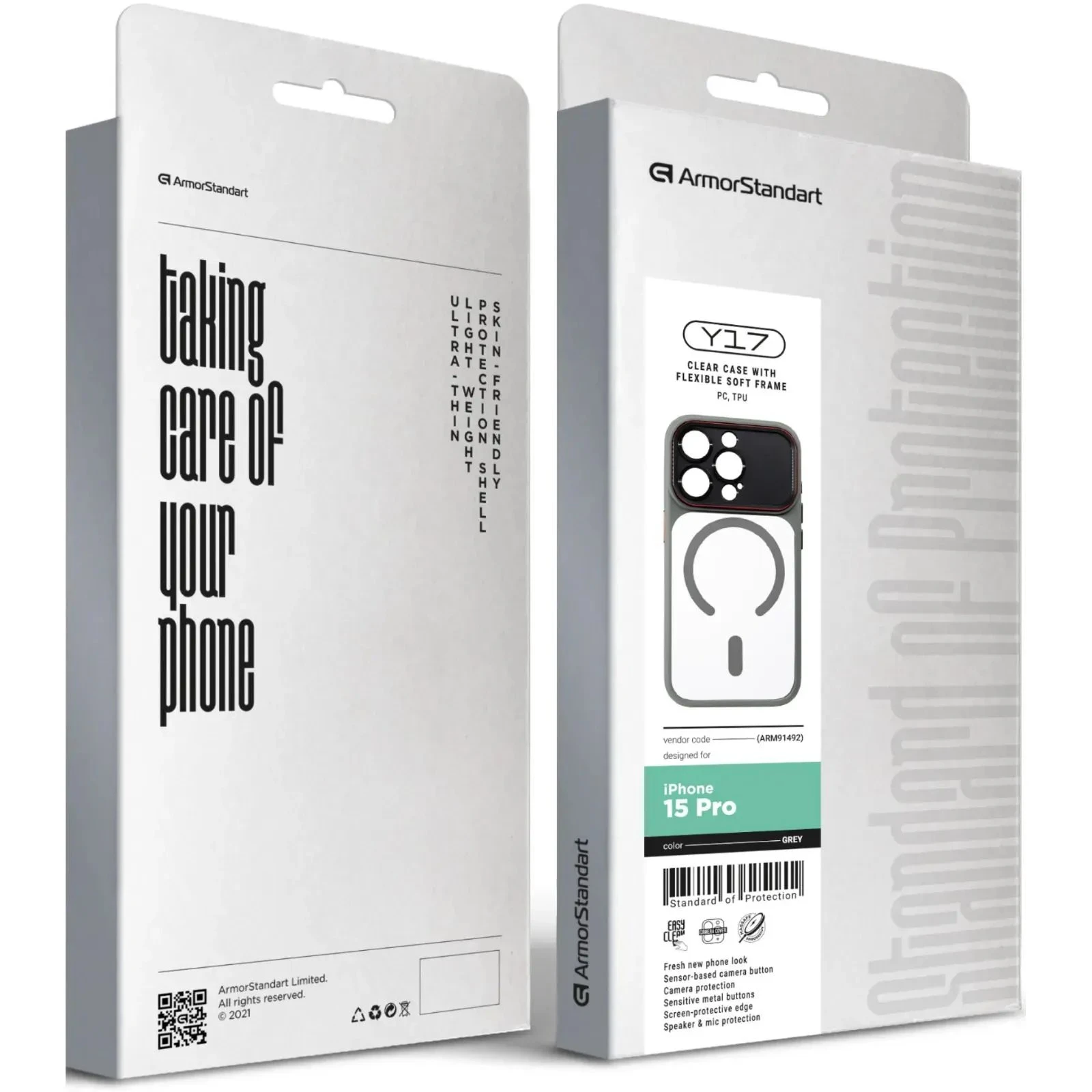 Чехол для мобильного телефона Armorstandart Y17 MagCase Apple iPhone 15 Pro Grey (ARM91492) (UA)