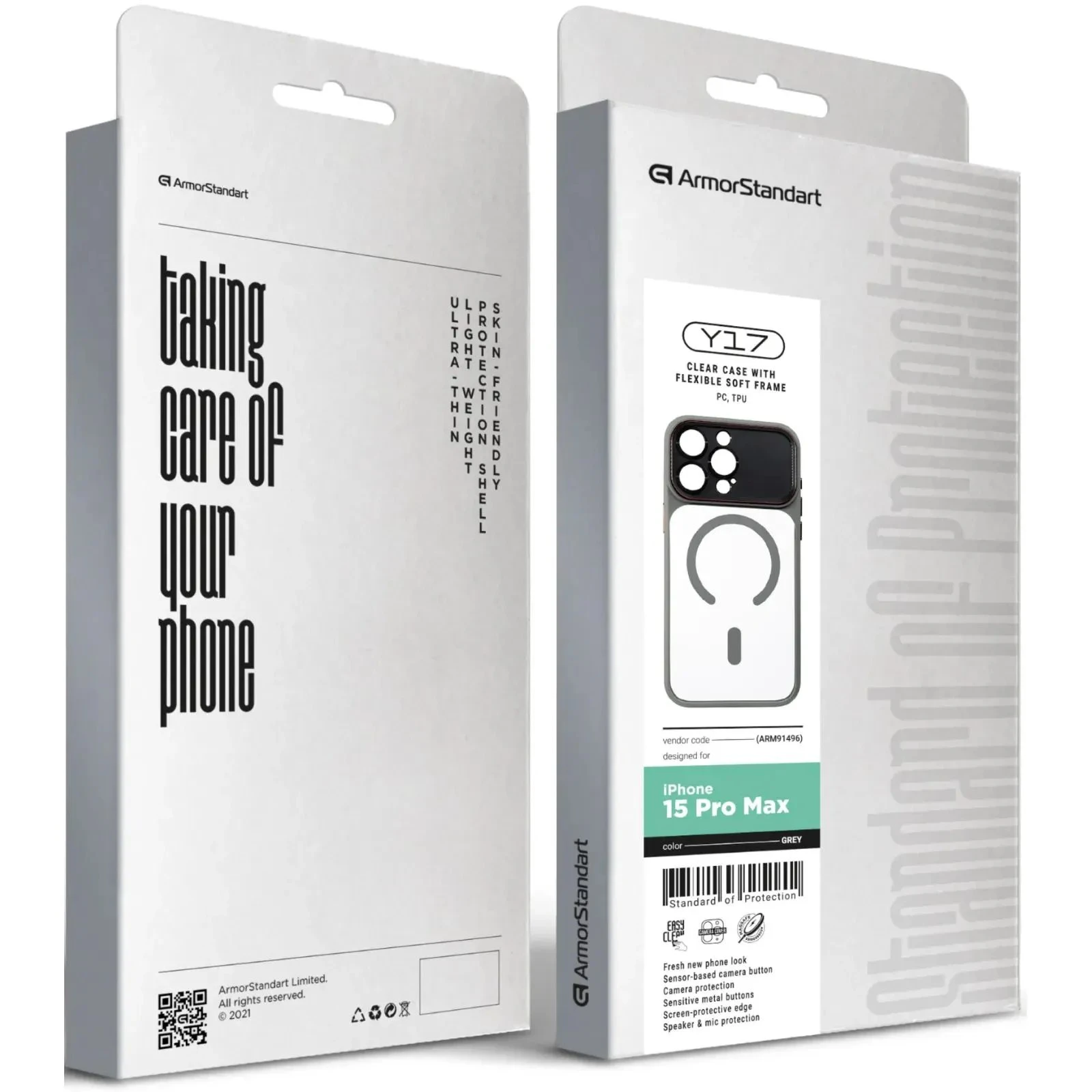Чехол для мобильного телефона Armorstandart Y17 MagCase Apple iPhone 15 Pro Max Grey (ARM91496) (UA)
