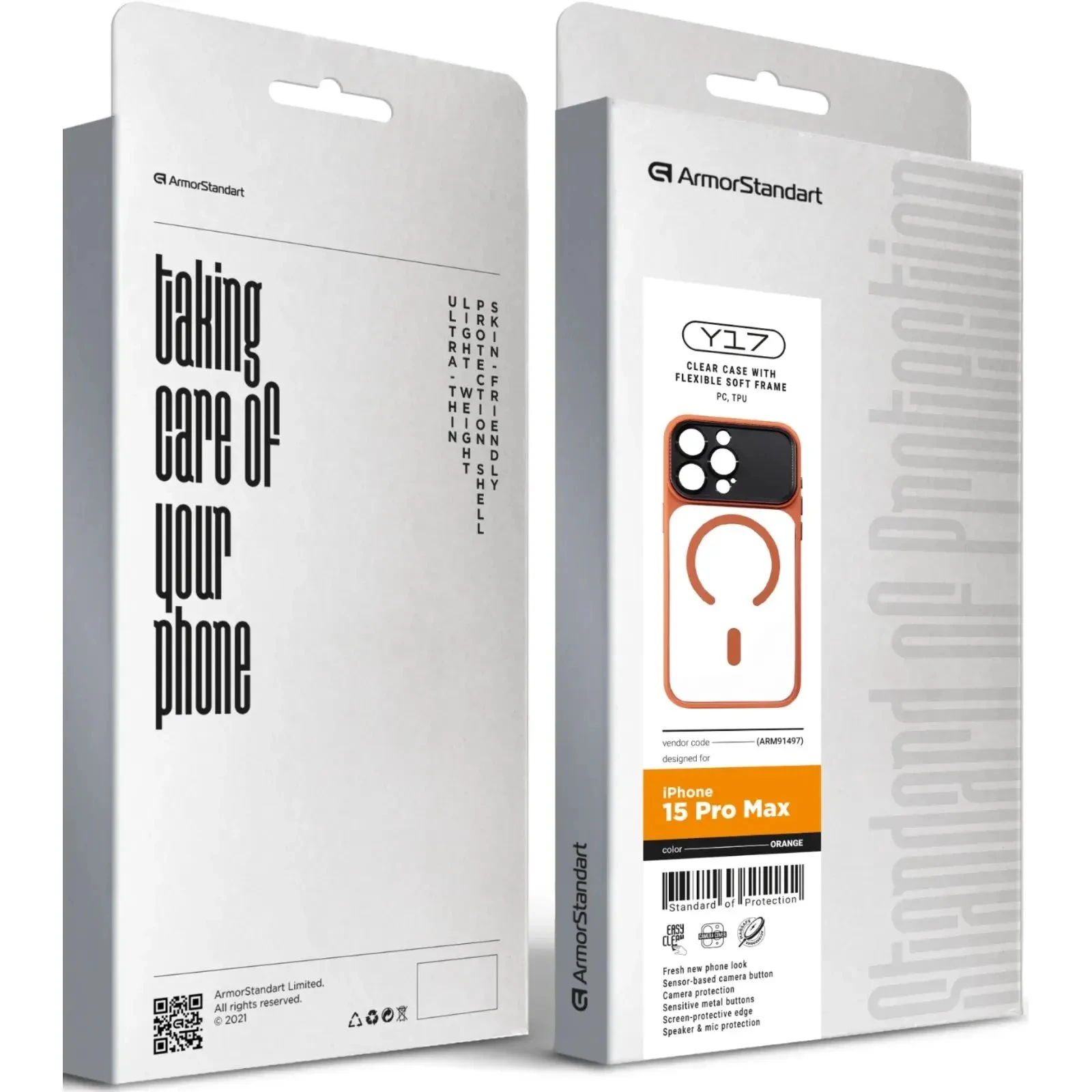 Чехол для мобильного телефона Armorstandart Y17 MagCase Apple iPhone 15 Pro Max Orange (ARM91497) (UA)