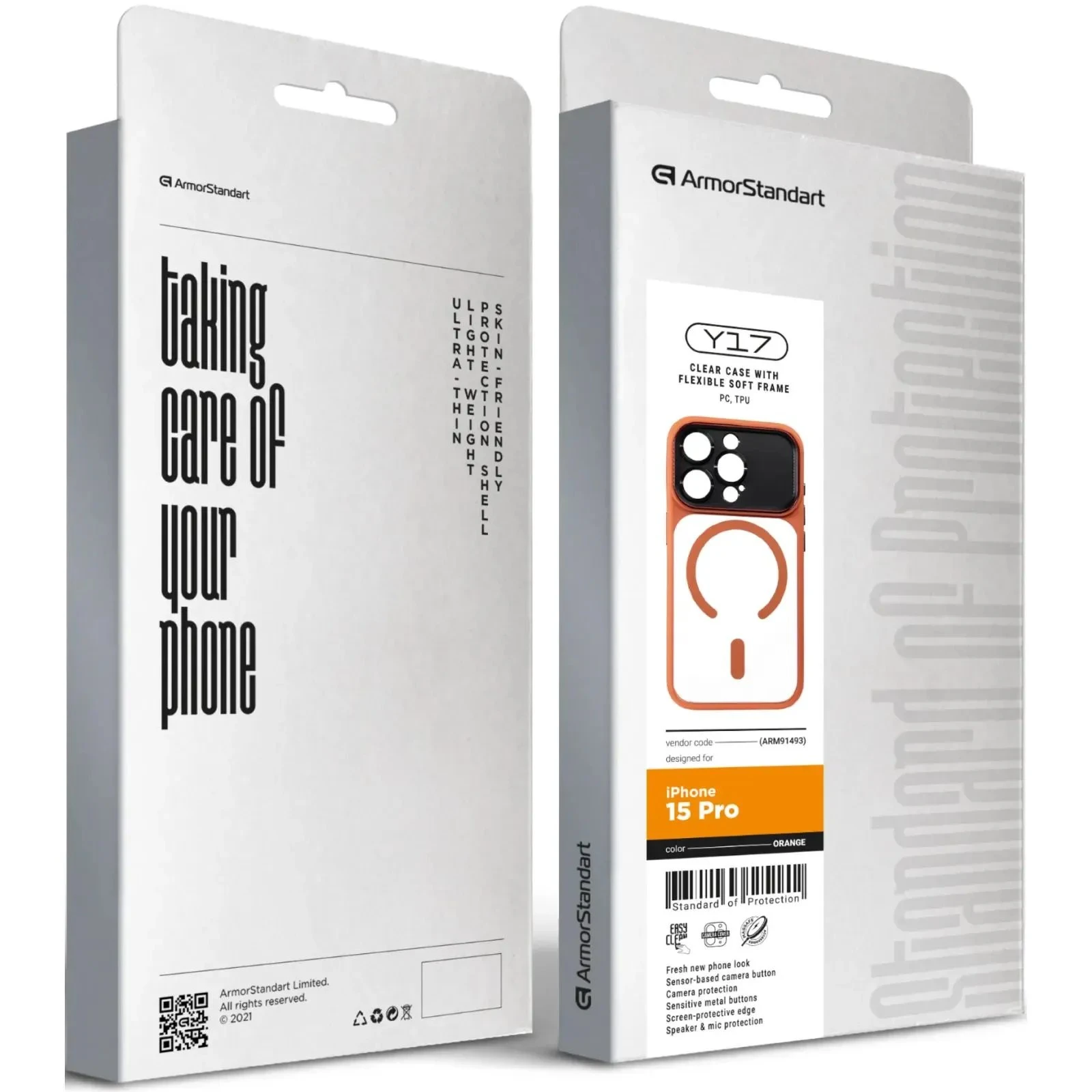 Чехол для мобильного телефона Armorstandart Y17 MagCase Apple iPhone 15 Pro Orange (ARM91493) (UA)