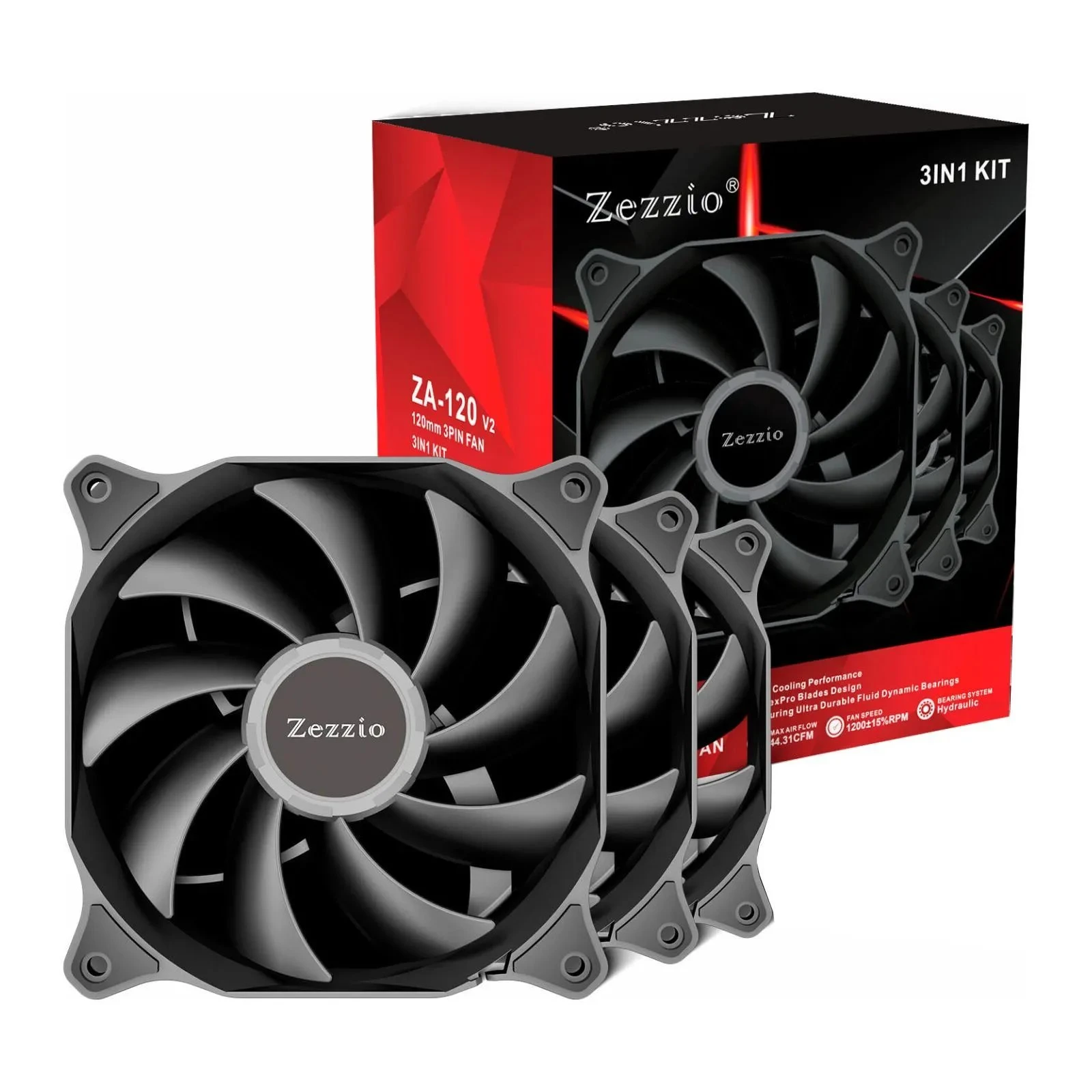 Кулер для корпуса Zezzio ZA-120 V2 3 in 1 Kit (UA)