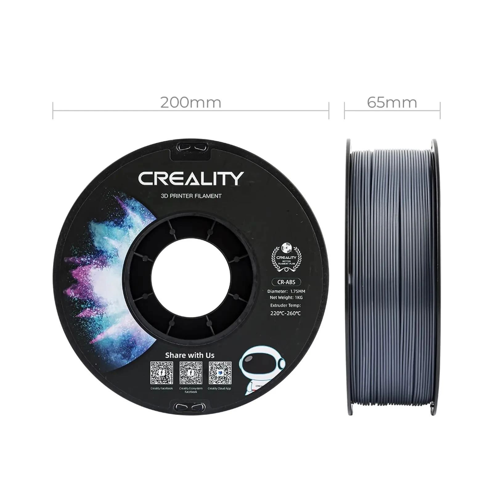 Пластик для 3D-принтера Creality ABS 1кг, 1.75мм, gray (3301020034) (UA)