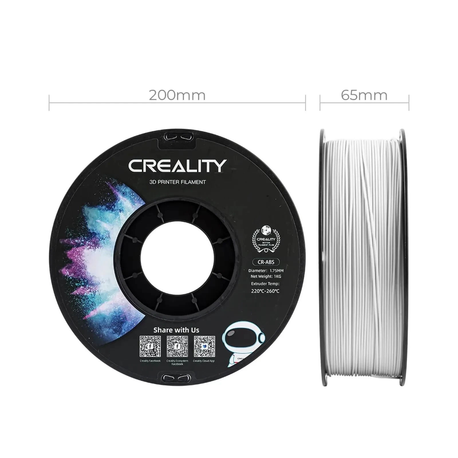 Пластик для 3D-принтера Creality ABS 1кг, 1.75мм, white (3301020031) (UA)