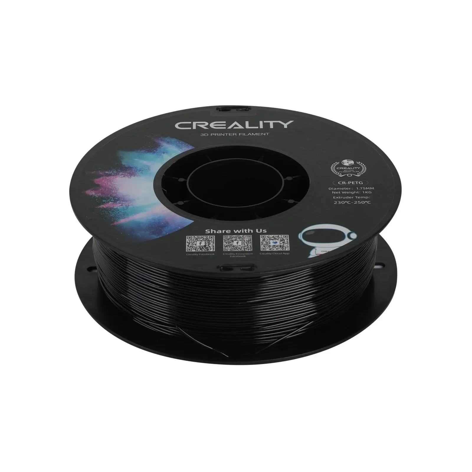 Пластик для 3D-принтера Creality PETG 1.75мм, black, 1кг (3301030035) (UA)