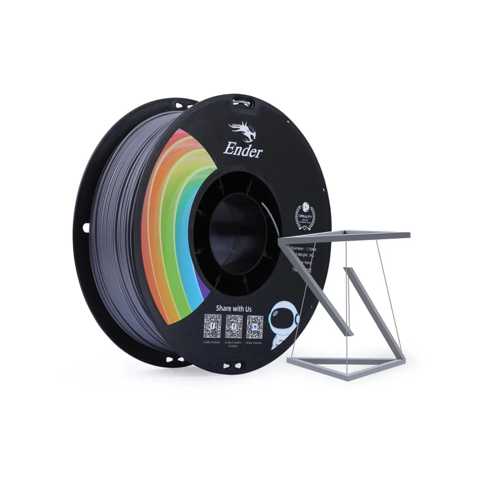 Пластик для 3D-принтера Creality PLA+ 1кг, 1.75мм, gray (3301010308) (UA)