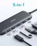 USB-хаб Anker USB-C Hub 332 5-in-1 Black (A8355H11) (UA)