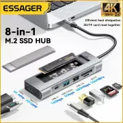 USB-хаб Essager 8 in 1 USB-C Hub with 10Gbps M.2 NVMe SSD Enclosure (EHB08-QK0G-Z) (UA)