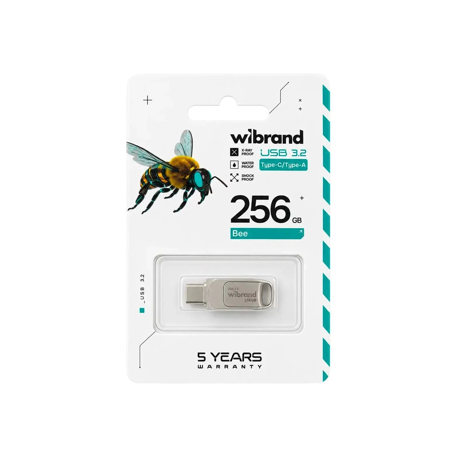 Wibrand 256GB Bee Silver USB 3.2/Type-C (WI3.2TC/BE256TC039S) (UA)