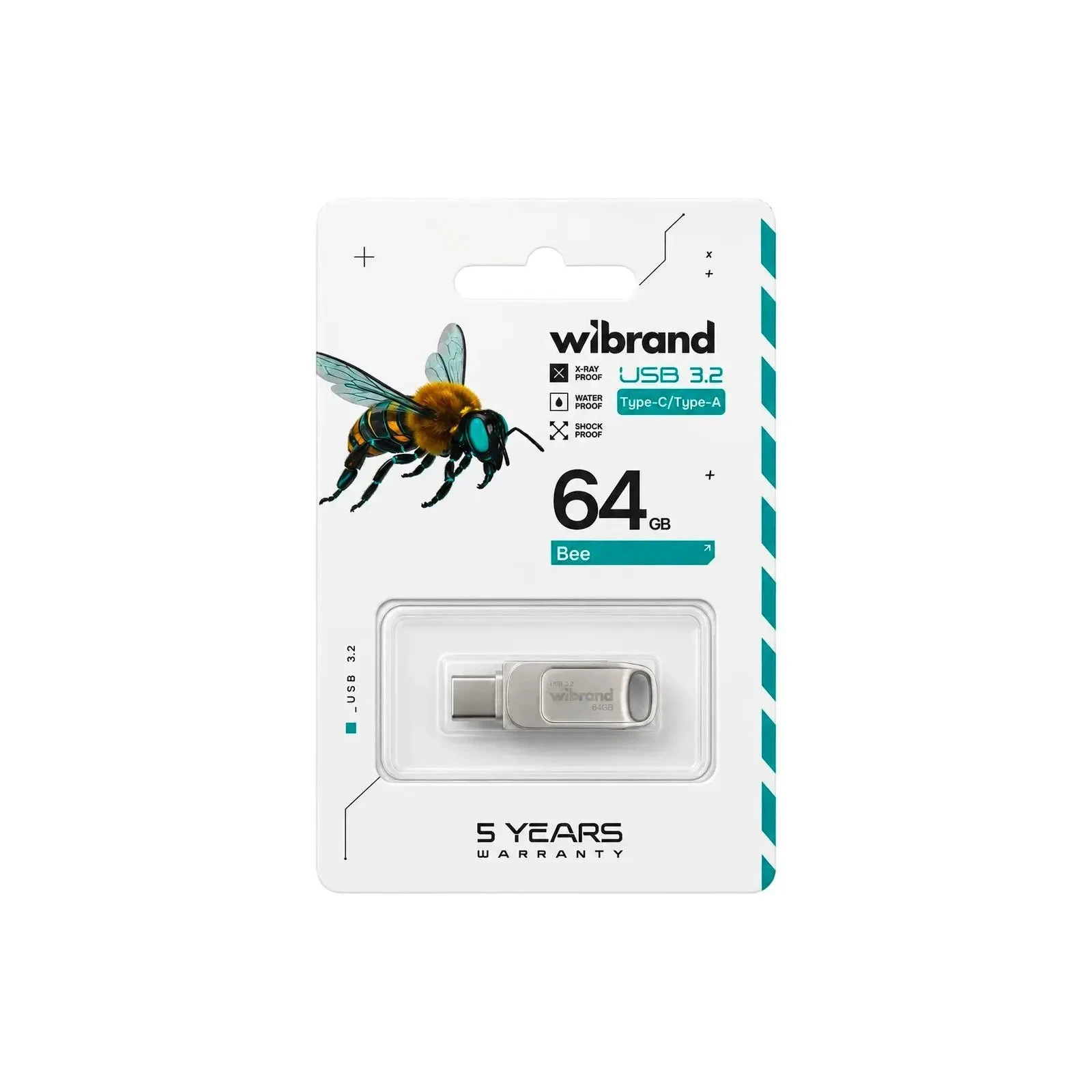 Wibrand 64GB Bee Silver USB 3.2/Type-C (WI3.2TC/BE64TC039S) (UA)