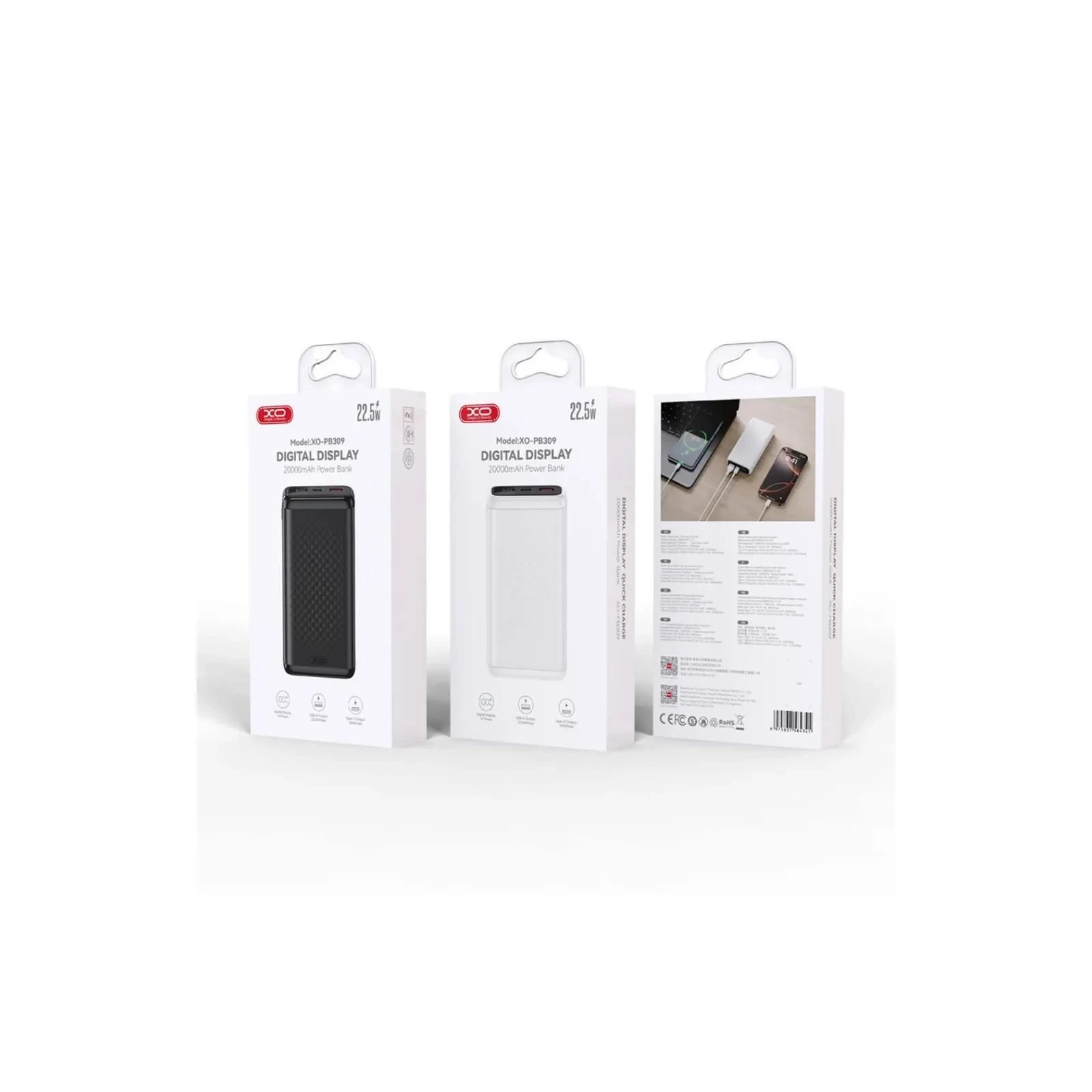 XO 20000mAh, 22.5W, black (XO-PB309-BK) (UA)