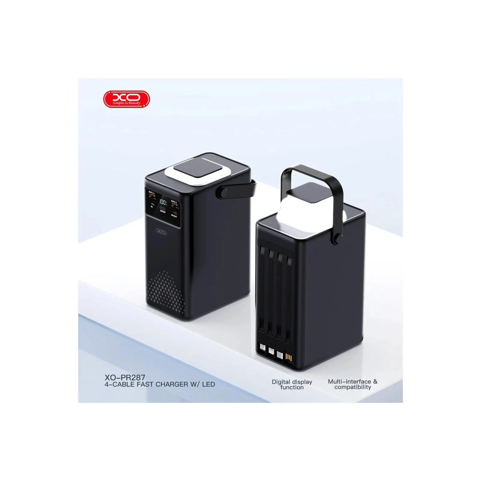 XO 80000mAh, PD/20W, QC/22,5W, Lamp, black (XO-PR287-BK) (UA)