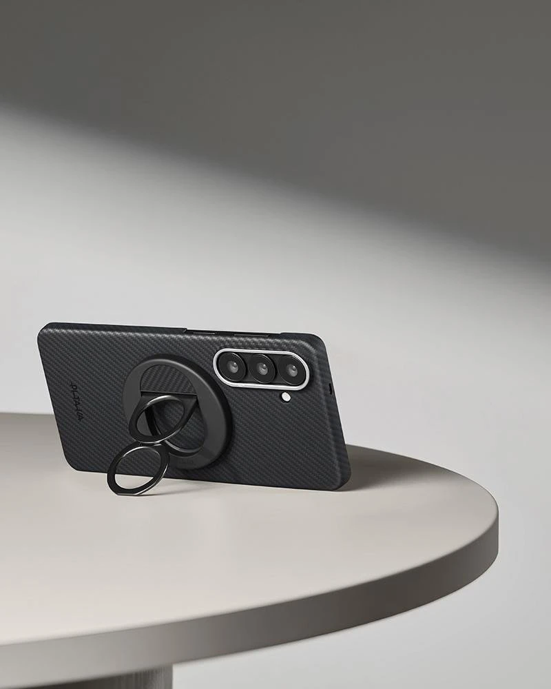 Чохол для смартфона Pitaka Edge Ultra-Slim Case with Aaron Button для Samsung Galaxy S26 - 600D Чорний/Сірий [Twill] (KS2601)