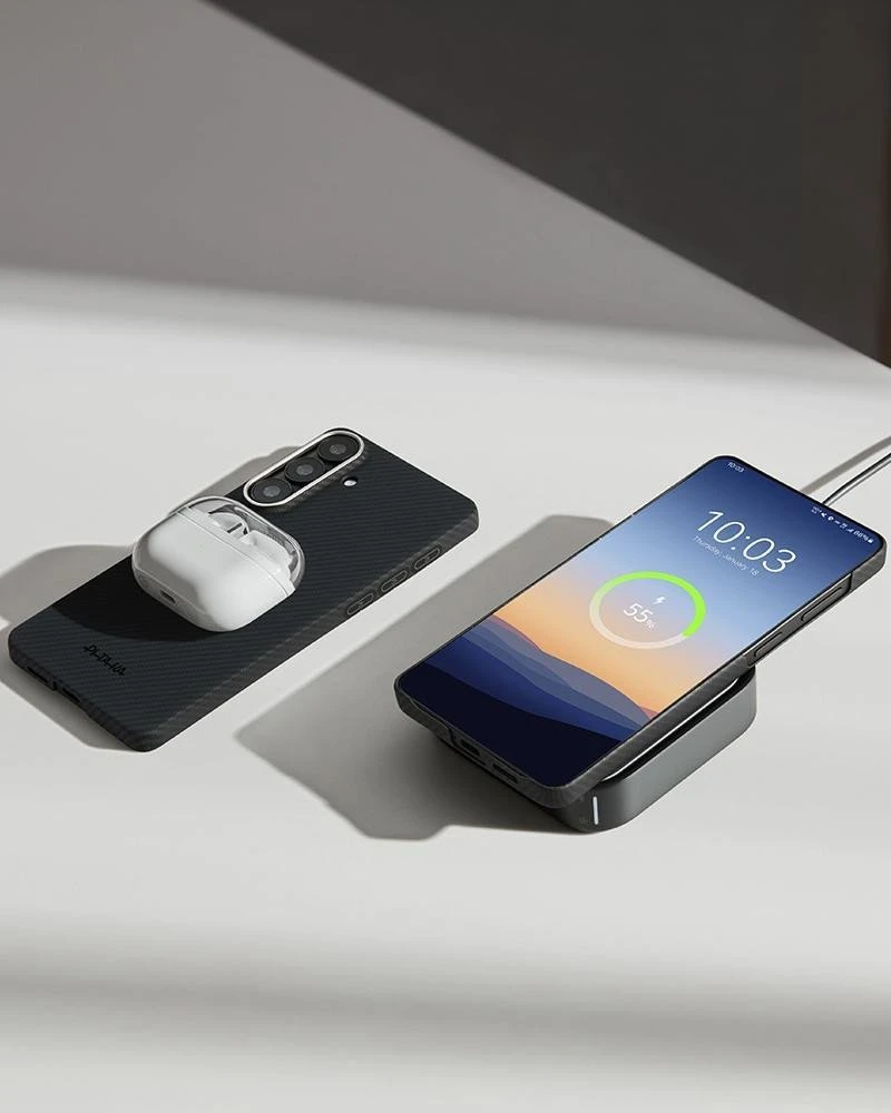 Чохол для смартфона Pitaka Edge Ultra-Slim Case with Aaron Button для Samsung Galaxy S26 - 600D Чорний/Сірий [Twill] (KS2601)