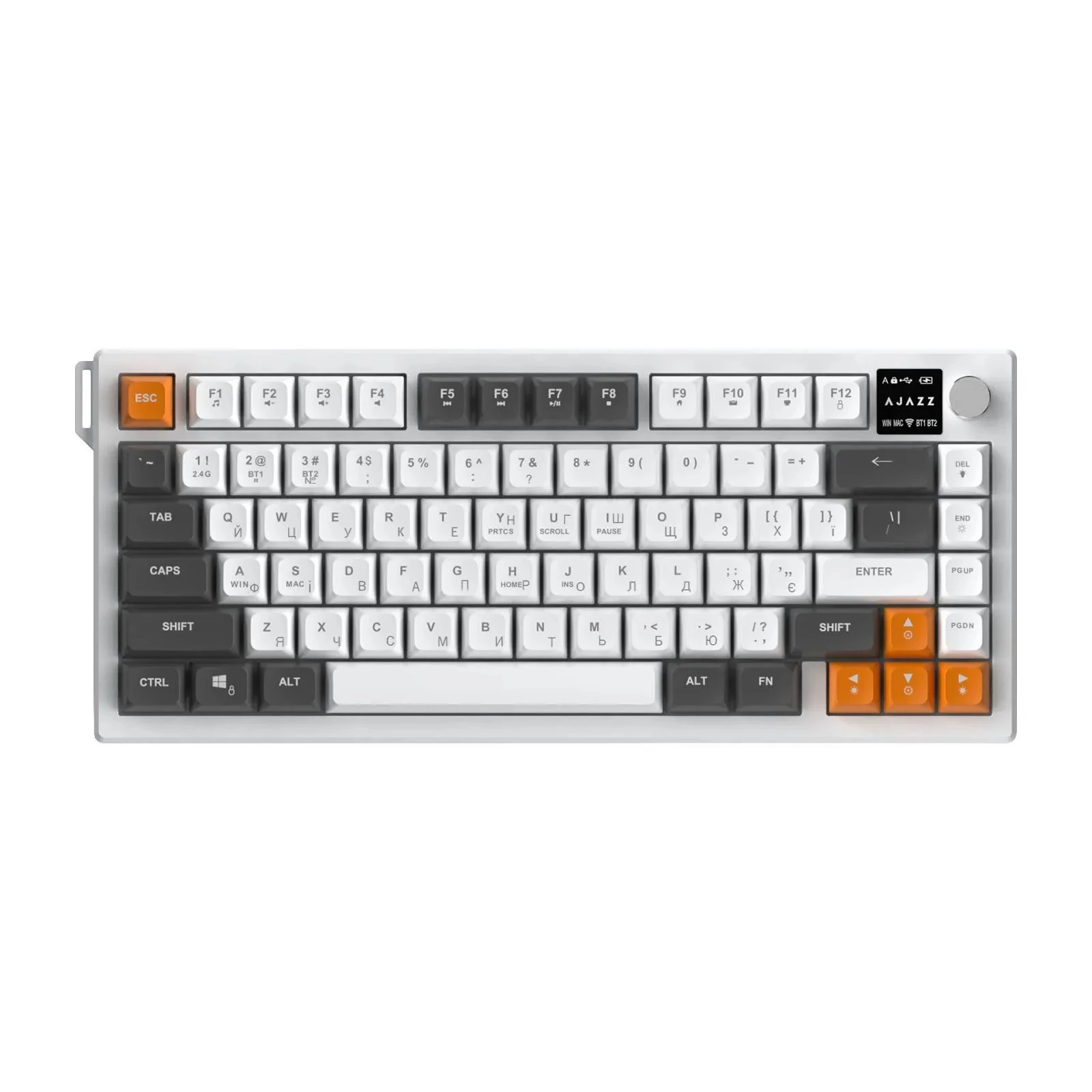 Ajazz AF82 Wireless/Bluetooth/USB UA Gray/White/Orange (AF82-GWO) (UA)