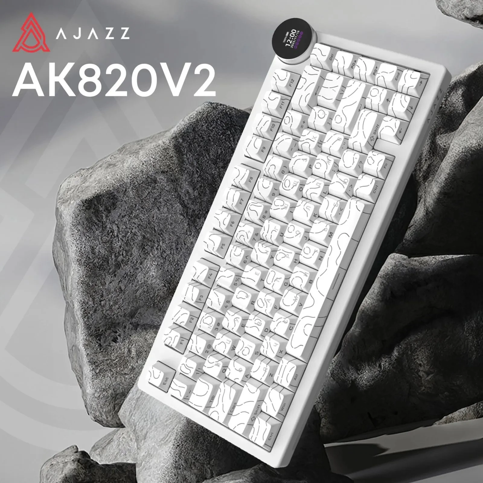Ajazz AK820 V2 White Peach Switch Wireless/Bluetooth/USB UA White (AK820-V2-WP-S-W) (UA)