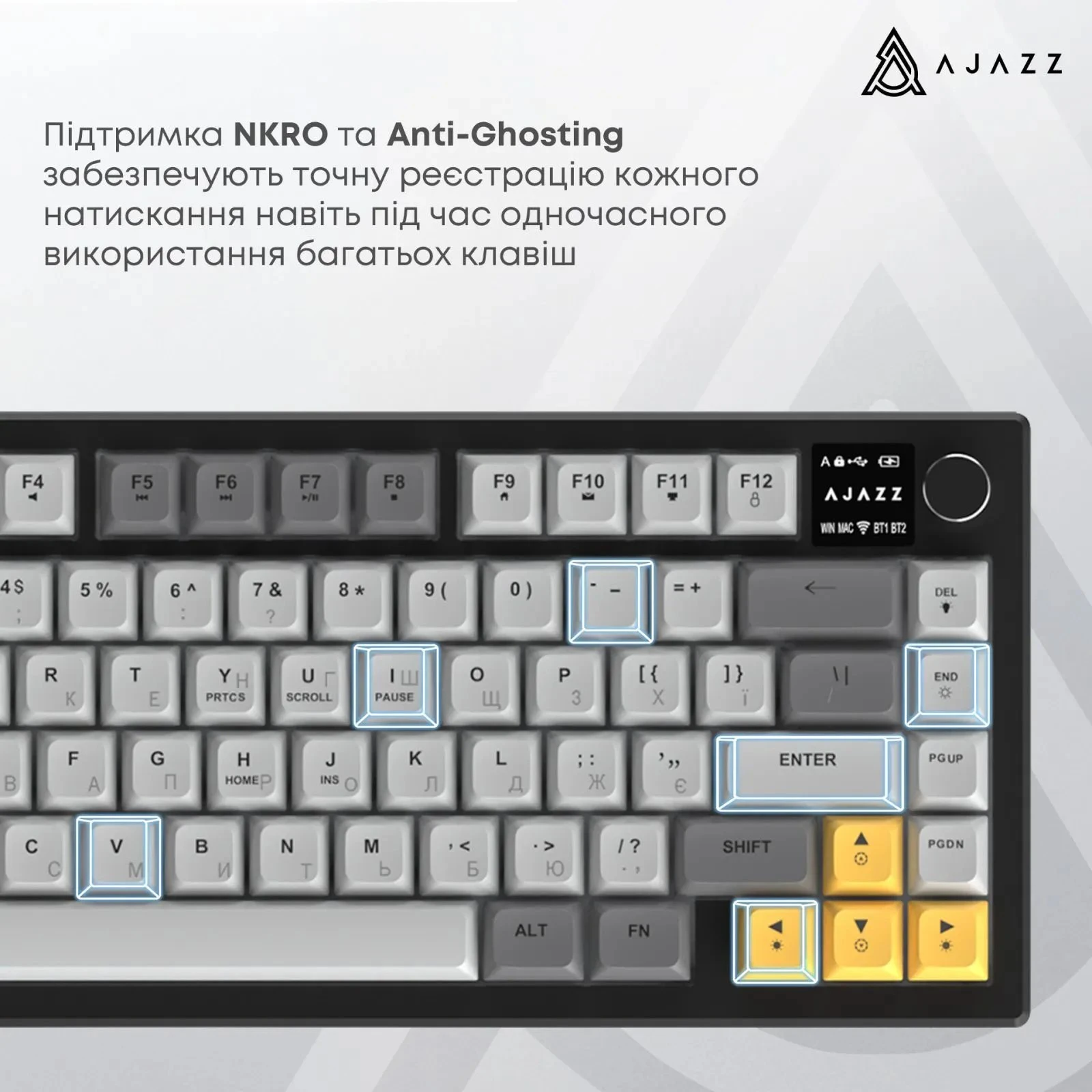 Ajazz AF82 Wireless/Bluetooth/USB UA Black/White (AF82-BW) (UA)