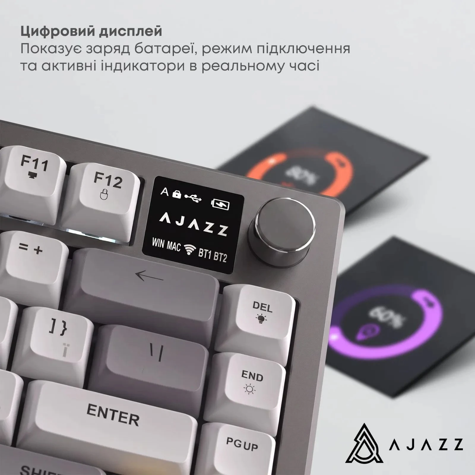 Ajazz AF82 Wireless/Bluetooth/USB UA Black/White (AF82-BW) (UA)