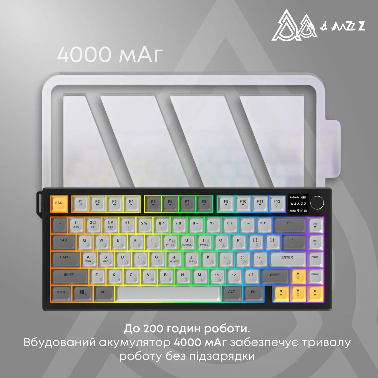 Ajazz AF82 Wireless/Bluetooth/USB UA Black/White (AF82-BW) (UA)