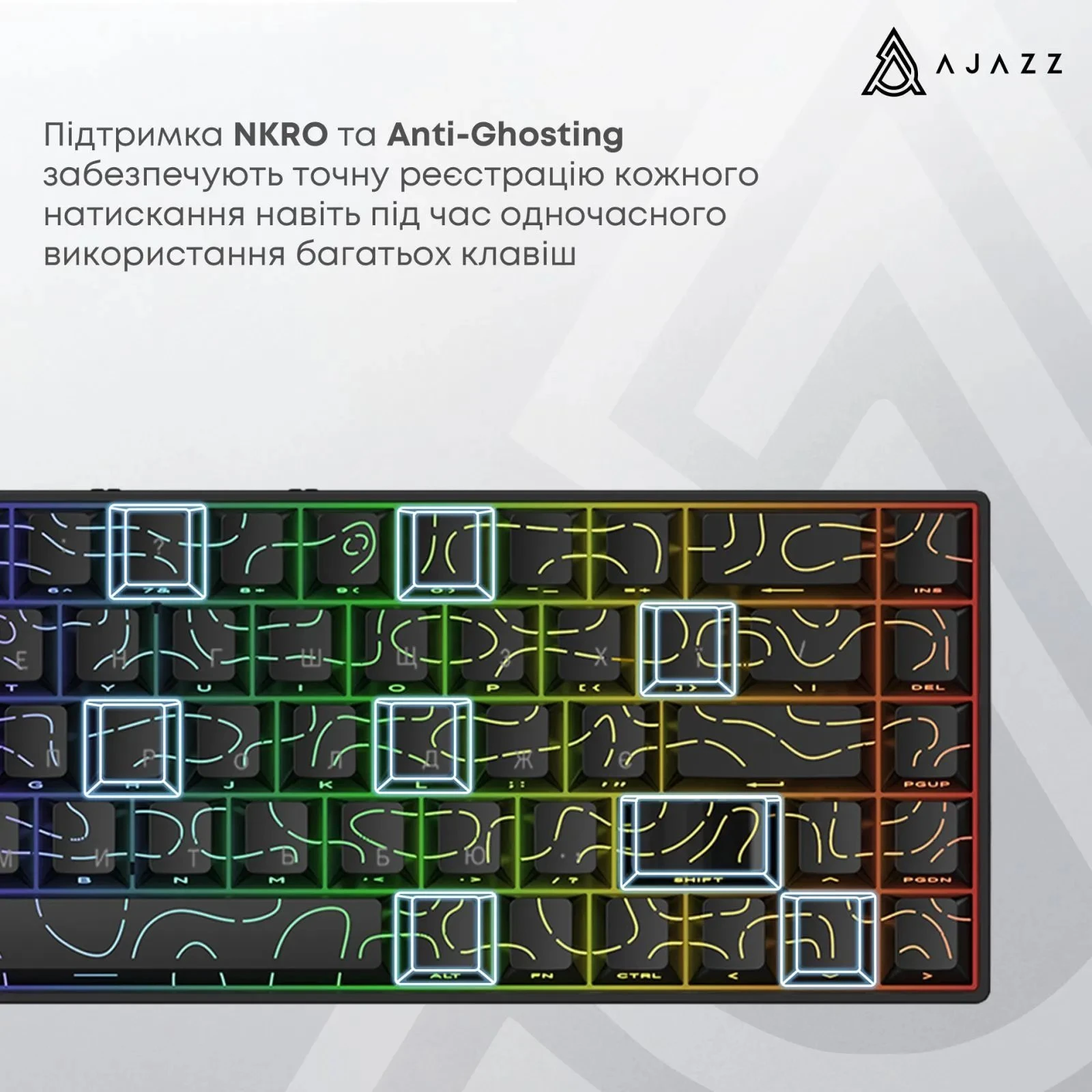 Ajazz AK680 V2 Ice Island Magnetic Switch USB UA White (AK680-V2-I-S-W) (UA)