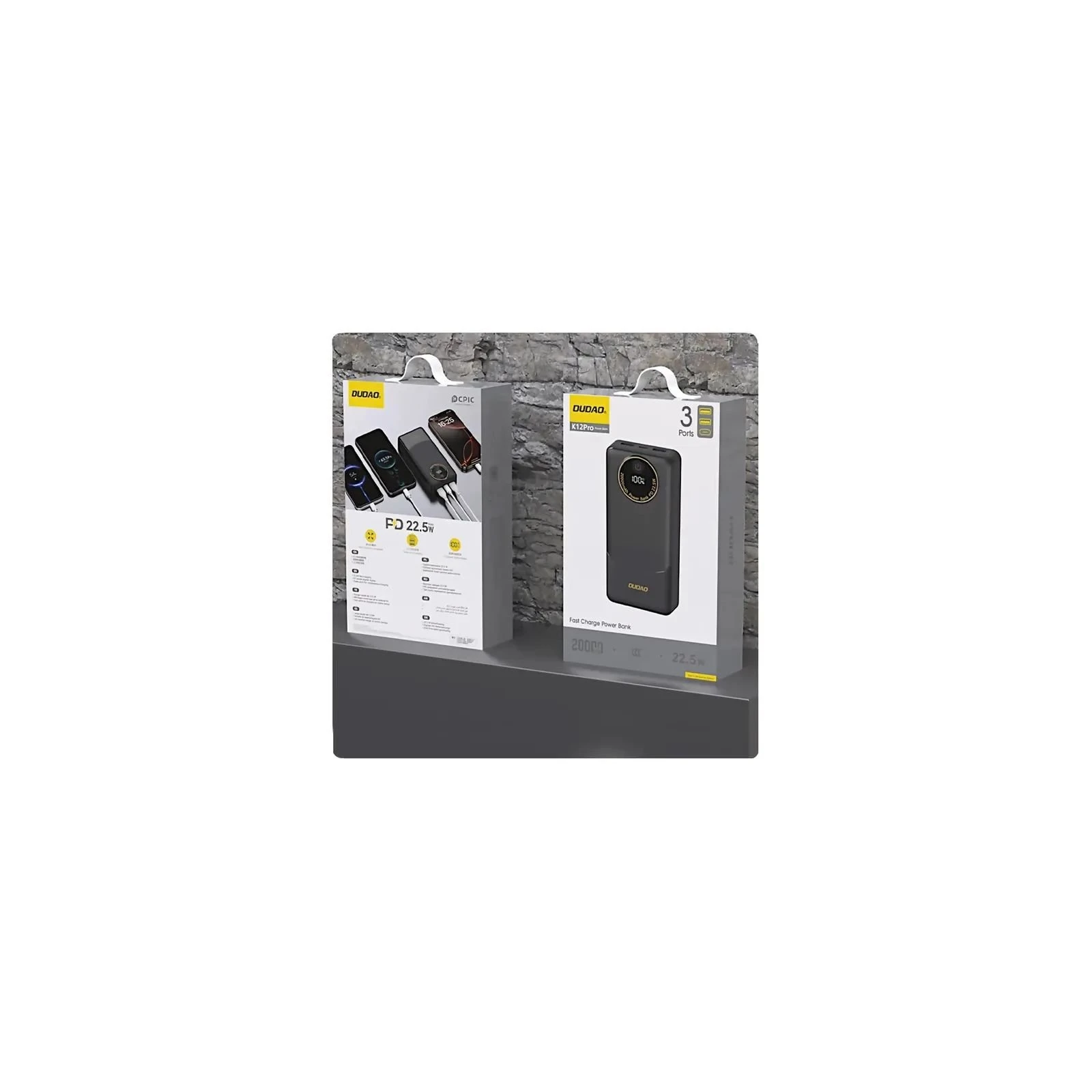 Dudao K12Pro 20000mAh PD/22.5W, USB-A, USB-C, Black (6976625333899) (UA)