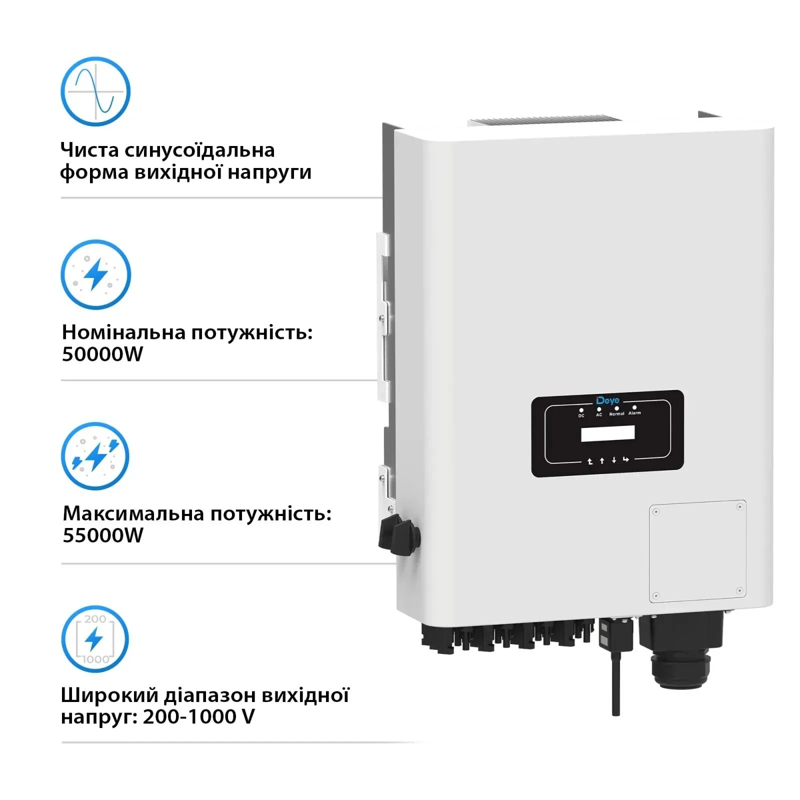 Сонячний інвертор Deye SUN-50K-G04, 50KW, 3ф (SUN-50K-G04) (UA)
