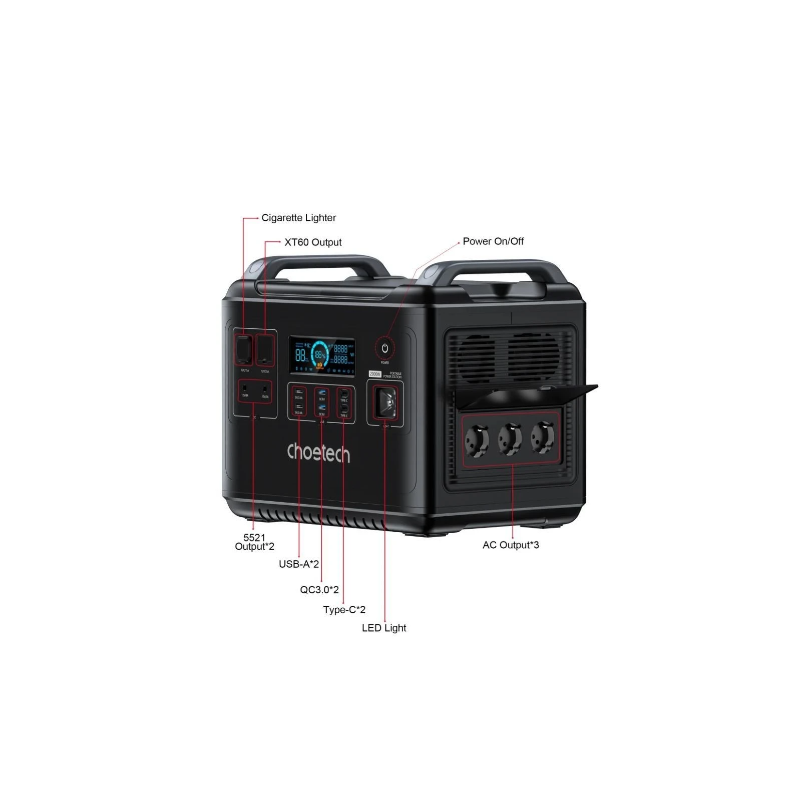 Зарядная станция Choetech BS006 2000W (BS006) (UA)