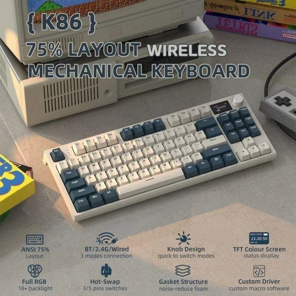 ATTACK SHARK K86 Retro Blue (K86RB_AS) (UA) Тип: Клавіатура; Бездротове