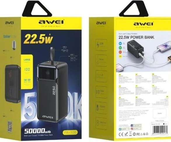 Awei PA-106 50000mAh Black (6954284029537) (UA)